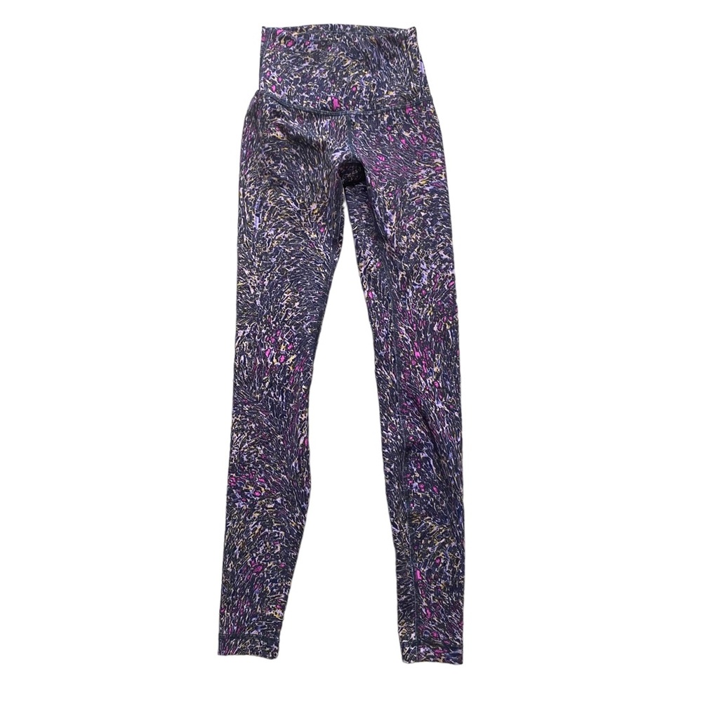 WORN ONCE Lululemon Abstract Pink Purple Print Full Length Leggings Womens 0